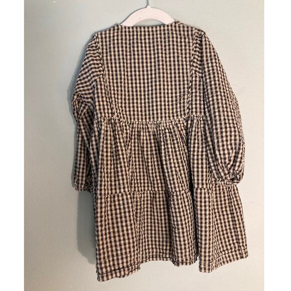 Kanges Sløjd Gingham Dress Adorable Brown & Cream Check Sz 5-6 Y Cottagecore - Picture 2 of 6
